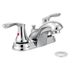 Chrome two-handle low arc bathroom faucet