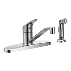 Chrome one-handle kitchen faucet