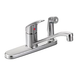 Chrome one-handle kitchen faucet