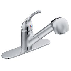 Chrome one-handle pullout kitchen faucet