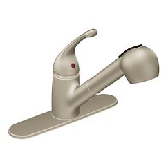 Stainless one-handle pullout kitchen faucet
