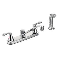 Chrome two-handle low arc kitchen faucet