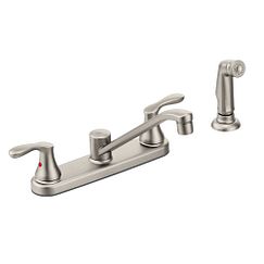 Classic stainless two-handle low arc kitchen faucet