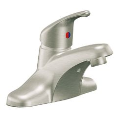 Brushed nickel one-handle bathroom faucet