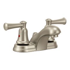 Brushed nickel two-handle bathroom faucet