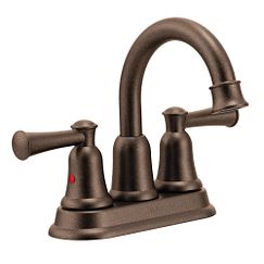 Old world bronze two-handle high arc bathroom faucet
