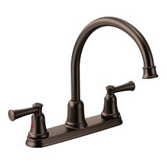 Old world bronze two-handle high arc kitchen faucet