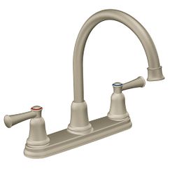 Stainless two-handle high arc kitchen faucet