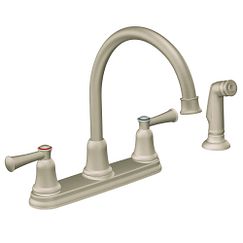 Stainless two-handle high arc kitchen faucet