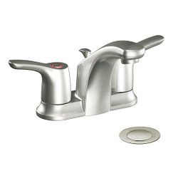 Brushed nickel two-handle bathroom faucet