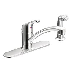 Chrome one-handle kitchen faucet