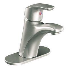 Brushed nickel one-handle bathroom faucet