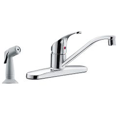 Chrome one-handle kitchen faucet