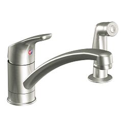 Classic stainless one-handle kitchen faucet