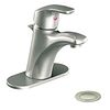 Brushed nickel one-handle bathroom faucet