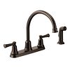 Old world bronze two-handle high arc kitchen faucet