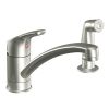 Brushed nickel two-handle low arc roman tub faucet